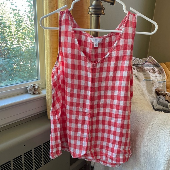 Linen country red checkered top - Picture 1 of 4